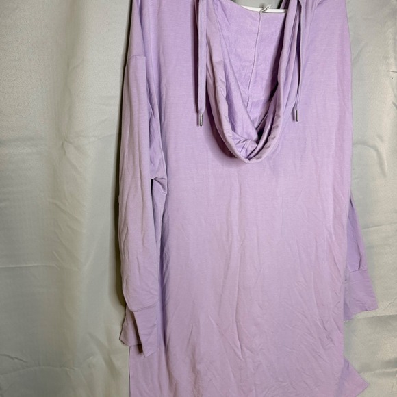 Halara Long Sleeve V Neck Tunic Hoodie Dress Lilac Purple Size L Athleisure NWT - Picture 12 of 14